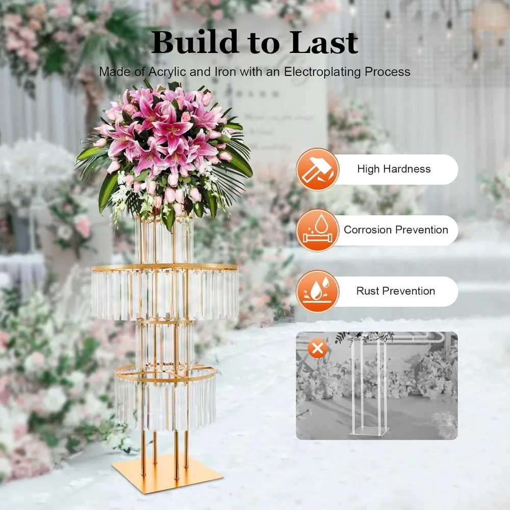 5 Tier Crystal Flower Stand Wedding Centerpieces Crystals Vases with Hanging Crystals Pedestal Stand for Wedding Birthday Party
5 Tier Crystal Flower Stand Wedding Centerpieces Crystals Vases with Hanging Crystals Pedestal Stand for Wedding Birthday Party