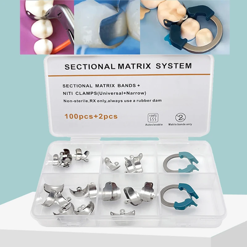 Dental Matrix Bands Sectional Contoured System Metal Matrices Matrix Clamp Nickel Titanium Clamping Ring Dentist Tools
Dental Matrix Bands Sectional Contoured System Metal Matrices Matrix Clamp Nickel Titanium Clamping Ring Dentist Tools