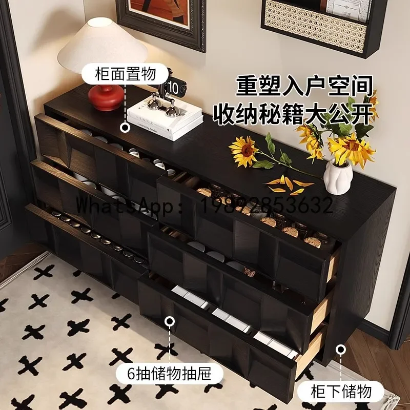 a22 antique style solid wood sideboard living room wall-mounted entrance cabinet black six-drawer storage cabinet
a22 antique style solid wood sideboard living room wall-mounted entrance cabinet black six-drawer storage cabinet