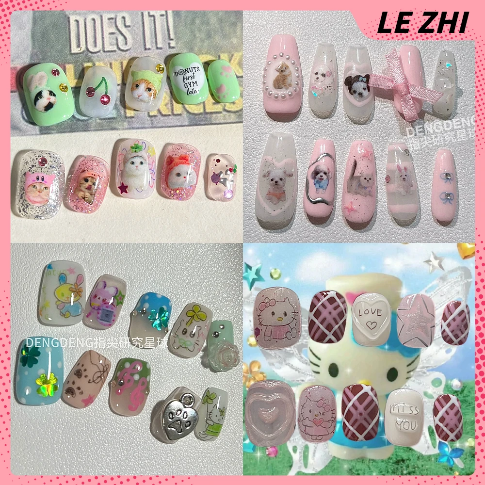 10Pcs Kawaii 3D Cartoon Press On Nail Party Sticker Short Square Cute Hello Kitty Cat Dog Reusable Handmade Full Cover Nails
10Pcs Kawaii 3D Cartoon Press On Nail Party Sticker Short Square Cute Hello Kitty Cat Dog Reusable Handmade Full Cover Nails