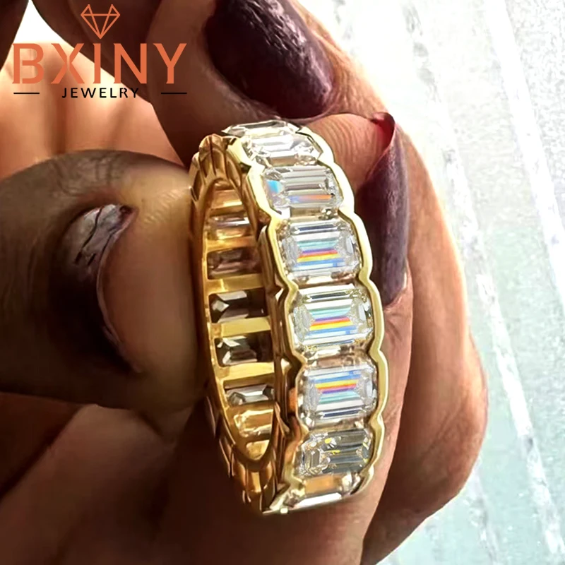 BXINY 3*5mm Half Bezel Set Emerald Cut Moissanite Ring 925 Sterling Silver for Women Eternity Wedding Band Gift Fine Jewelry GRA
BXINY 3*5mm Half Bezel Set Emerald Cut Moissanite Ring 925 Sterling Silver for Women Eternity Wedding Band Gift Fine Jewelry GRA