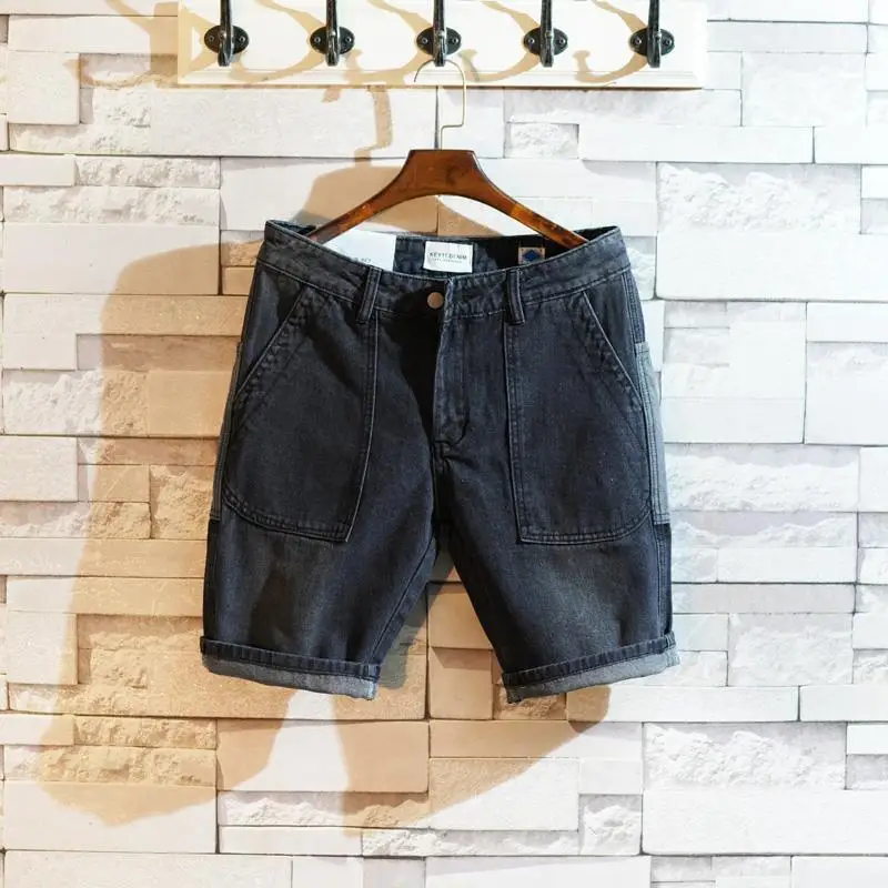 Retro Male Half Denim Shorts Black Straight Men's Short Jeans Pants Distressed Original Vintage Korean Fashion Jorts New in Blue
Retro Male Half Denim Shorts Black Straight Men's Short Jeans Pants Distressed Original Vintage Korean Fashion Jorts New in Blue