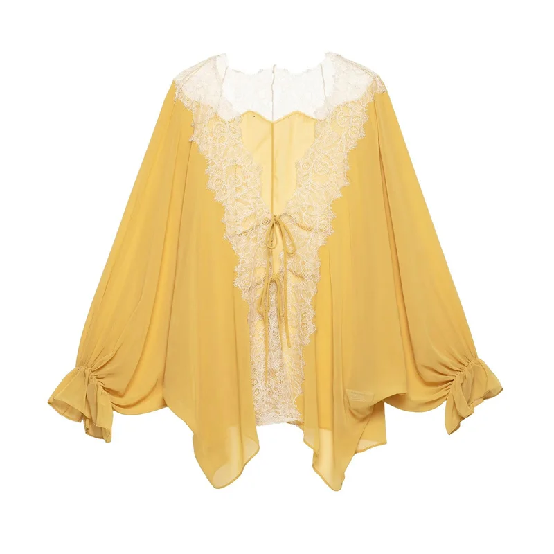 Summer Women's Long Sleeved Asymmetrical Lace Transparent Shirts Tops 2026 New Fashionable Casual Loose Top
Summer Women's Long Sleeved Asymmetrical Lace Transparent Shirts Tops 2026 New Fashionable Casual Loose Top