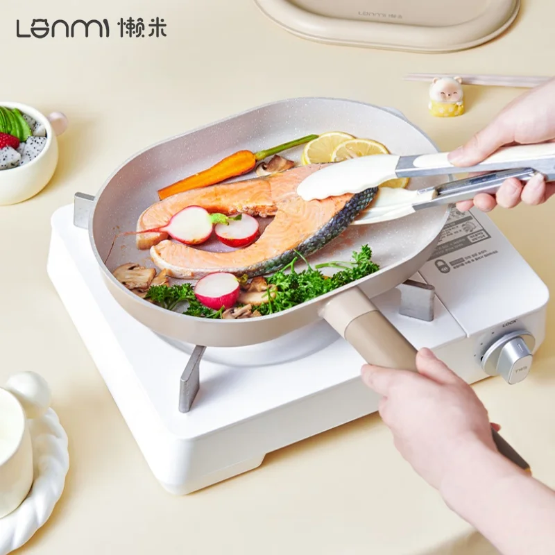 LANMI 24/28CM Frying Pan Low-smoke Flat-Bottomed Pan Controlled Oil Ring Woks Non-Stick Steak Egg Skillets Gas & Induction Stove
LANMI 24/28CM Frying Pan Low-smoke Flat-Bottomed Pan Controlled Oil Ring Woks Non-Stick Steak Egg Skillets Gas & Induction Stove
