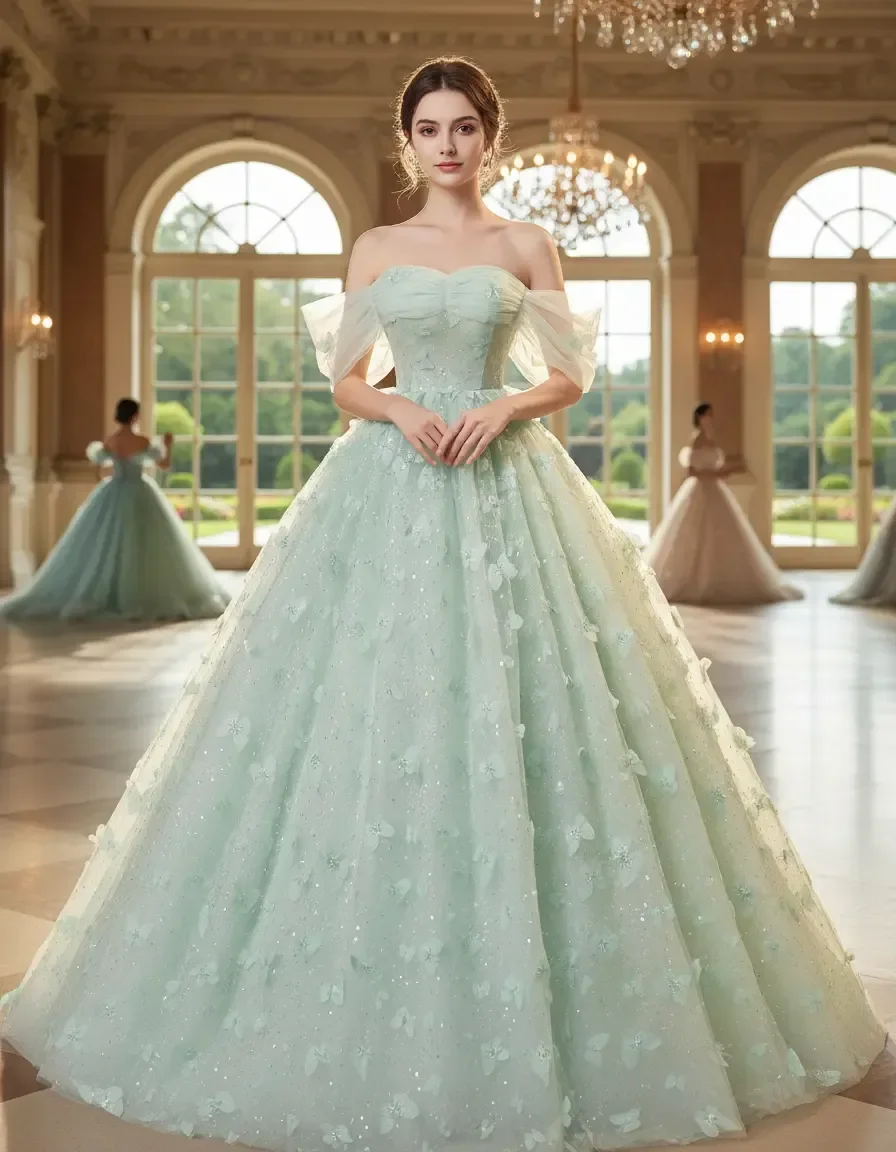 Mint Green Off Shoulder Ball Gown for Quinceanera Prom Evening Party Wedding Guest Formal Occasion Birthday
Mint Green Off Shoulder Ball Gown for Quinceanera Prom Evening Party Wedding Guest Formal Occasion Birthday