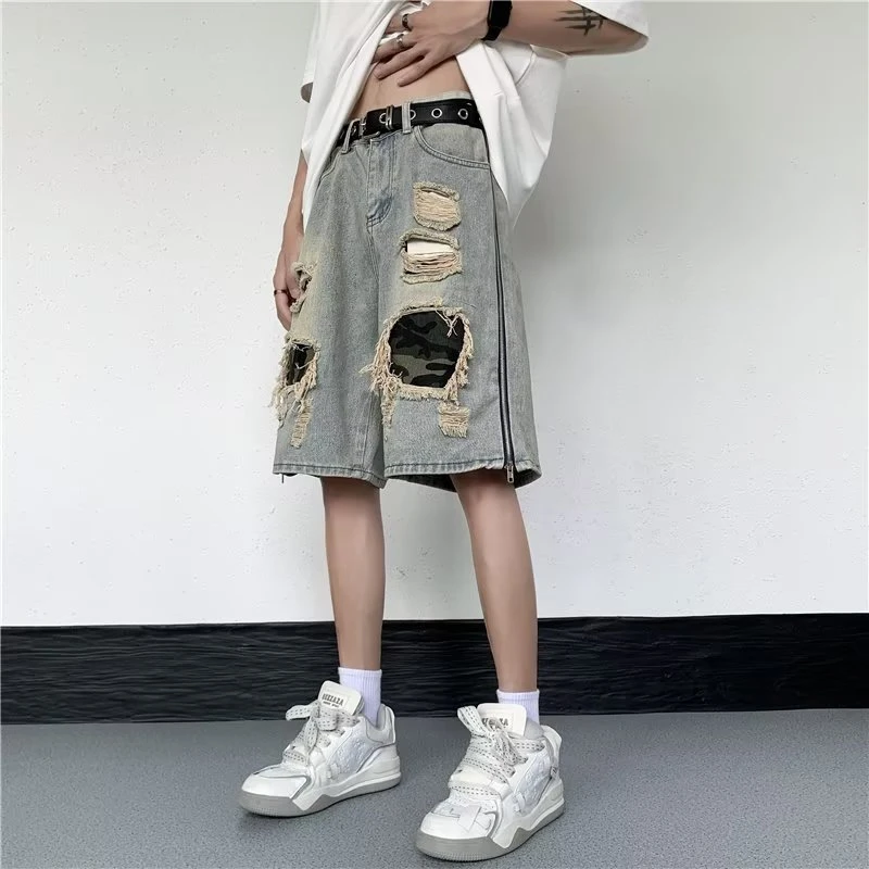 2024 Men Summer Fashion Streetwear Ripped Denim Shorts Men's Loose Stitching Short Jeans Male Straight Knee Length Pants F36
2024 Men Summer Fashion Streetwear Ripped Denim Shorts Men's Loose Stitching Short Jeans Male Straight Knee Length Pants F36