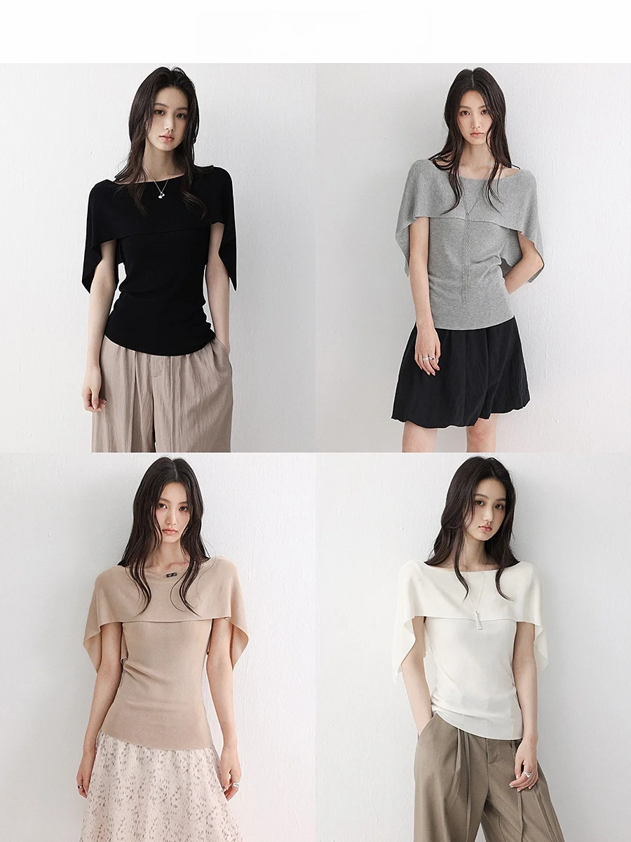 CHACHA Ice Sensation Lyocell Minimalist One-Shoulder Knitted Top Women Summer Lightweight Short Sleeve T-Shirt Loose Fit
CHACHA Ice Sensation Lyocell Minimalist One-Shoulder Knitted Top Women Summer Lightweight Short Sleeve T-Shirt Loose Fit