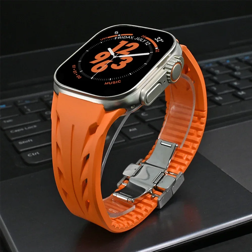 Rubber Premium Bracelet for Apple Watch Ultra 2/1 49mm 10 46mm Cut To Size Strap for Iwatch Series 9 8 7 6 5 4 Se 44mm 45mm Band
Rubber Premium Bracelet for Apple Watch Ultra 2/1 49mm 10 46mm Cut To Size Strap for Iwatch Series 9 8 7 6 5 4 Se 44mm 45mm Band