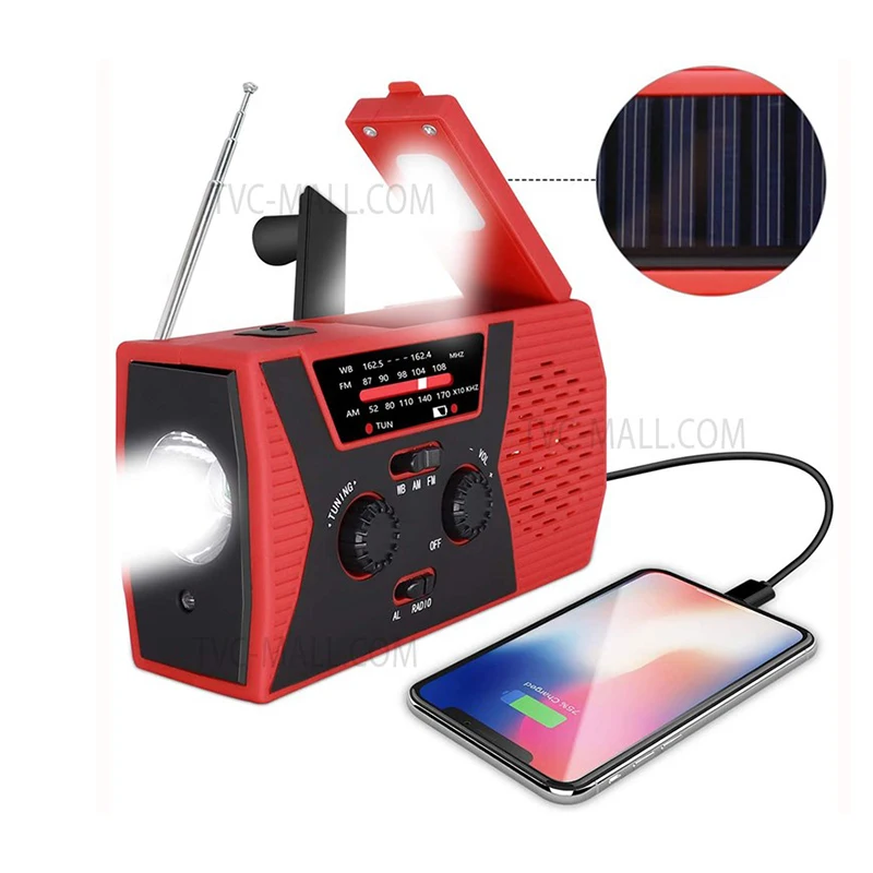 Solar Hand Crank Emergency Power Radio With LED Flashlight SOS Global Receiver FM AM WB NOAA Weather 2000mAh USB Charging
Solar Hand Crank Emergency Power Radio With LED Flashlight SOS Global Receiver FM AM WB NOAA Weather 2000mAh USB Charging