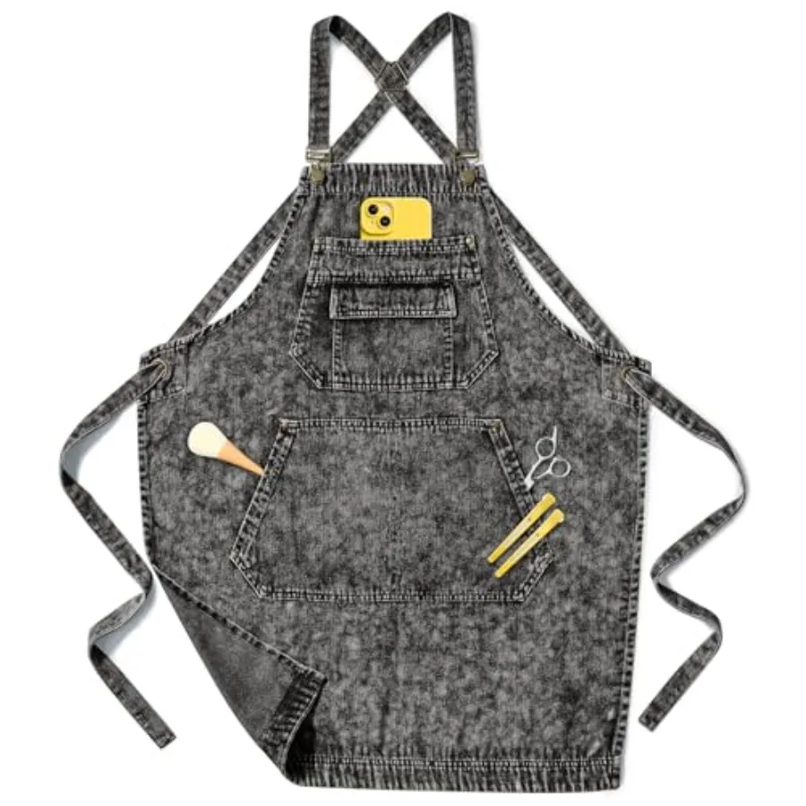 Denim Apron with Pockets for Hair Stylist Gardening Craftsmen Barista Women Hairdresser Jean Work Apron Cross Straps
Denim Apron with Pockets for Hair Stylist Gardening Craftsmen Barista Women Hairdresser Jean Work Apron Cross Straps