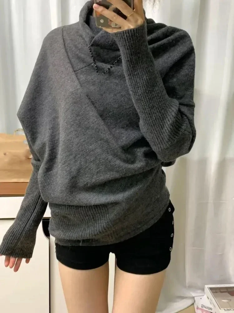Американский винтажный серый свитер для женщин, осенняя водолазка, вязаный пуловер, японская субкультурная женская одежда Y2k, трикотаж
Американский винтажный серый свитер для женщин, осенняя водолазка, вязаный пуловер, японская субкультурная женская одежда Y2k, трикотаж