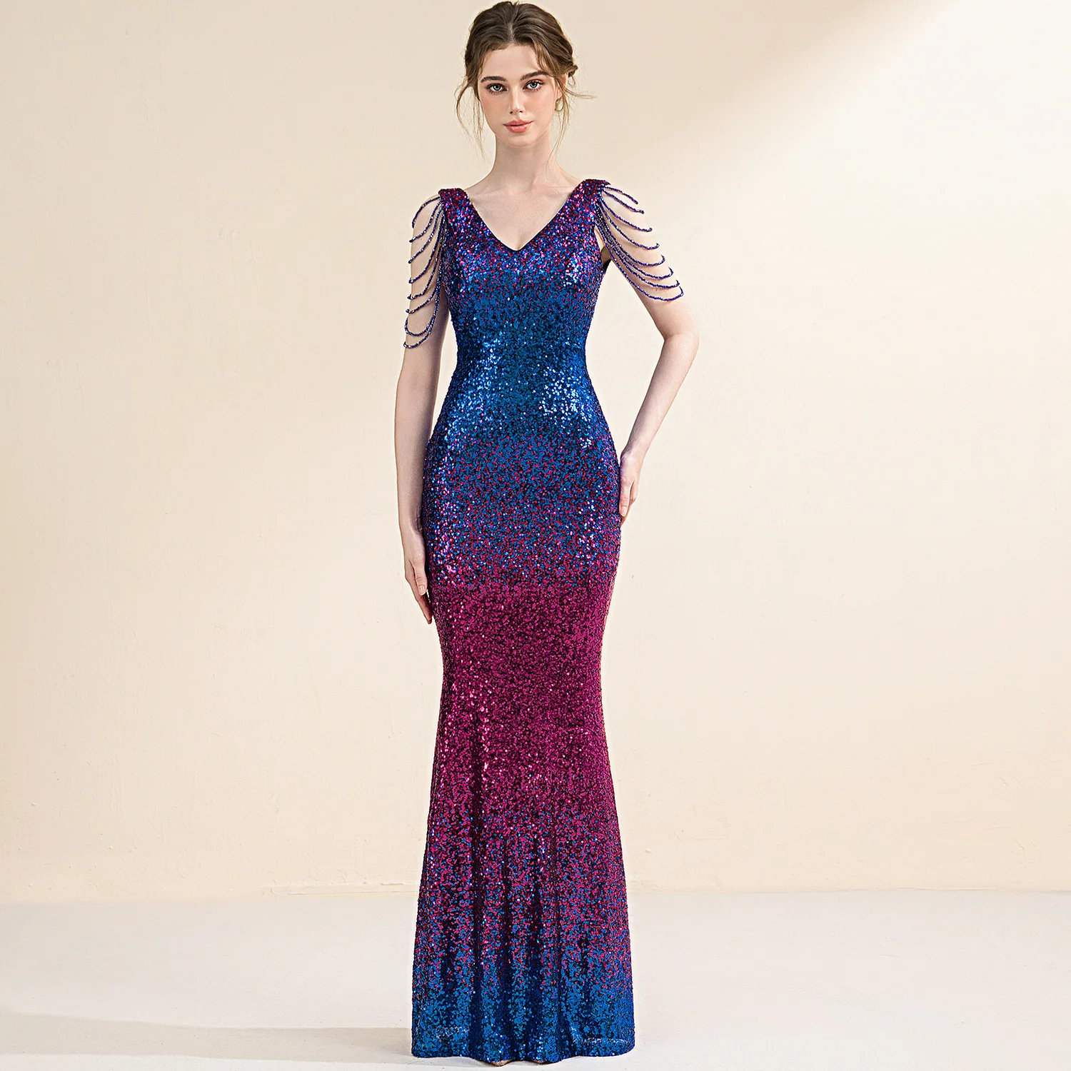 Evening Dress Women's Gradient Color Slim Evening Annual Meeting Host Ladies Banquet Party Club Dress
Evening Dress Women's Gradient Color Slim Evening Annual Meeting Host Ladies Banquet Party Club Dress