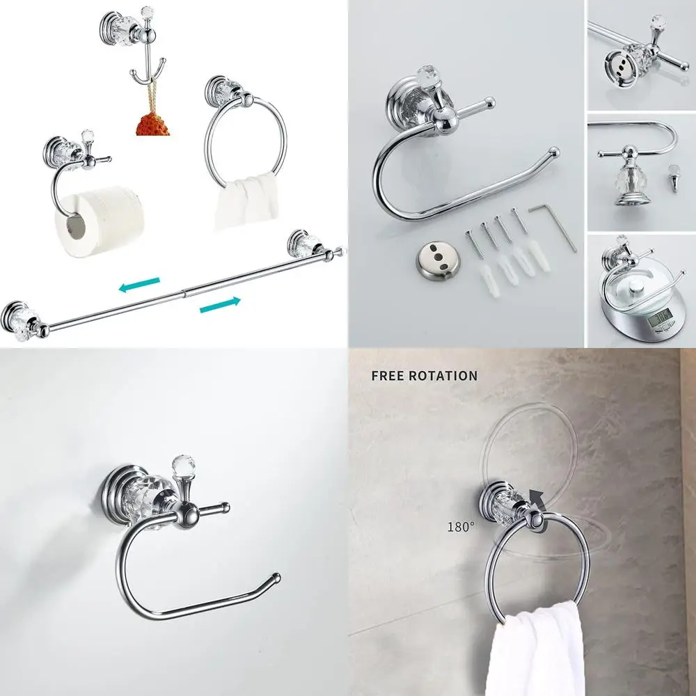 24 Inch Chrome Towel Bar Set, Polished Brass Toilet Paper Holder, Towel Ring, Coat Hooks - Bathroom Accessories Set with Elegant
24 Inch Chrome Towel Bar Set, Polished Brass Toilet Paper Holder, Towel Ring, Coat Hooks - Bathroom Accessories Set with Elegant