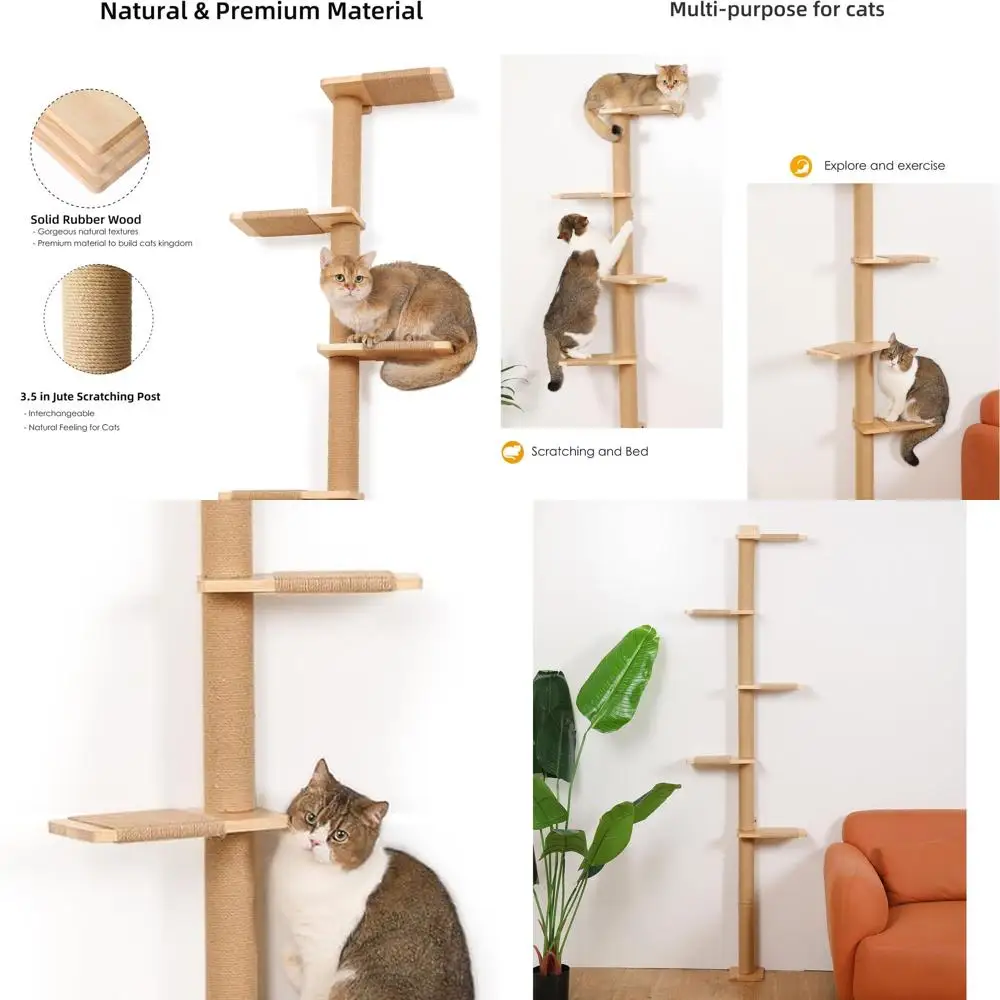 5-Level Wall-Mounted Cat Tree with Scratching Post, Climbing Shelves, and Observation Deck for Kittens
5-Level Wall-Mounted Cat Tree with Scratching Post, Climbing Shelves, and Observation Deck for Kittens