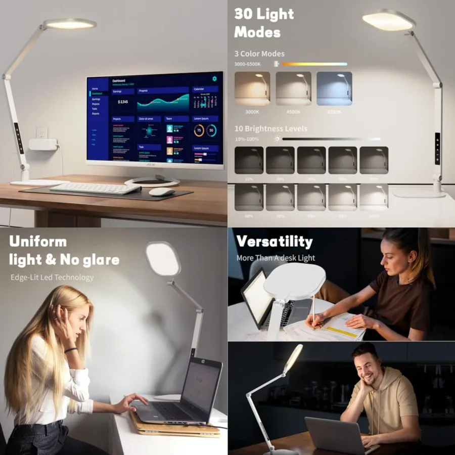LED Desk Lamp for Home Office, Professional Eye-Caring Diffused Desk Light, 3 Color 10 Brightness Computer Light, Dimmable Offi
LED Desk Lamp for Home Office, Professional Eye-Caring Diffused Desk Light, 3 Color 10 Brightness Computer Light, Dimmable Offi