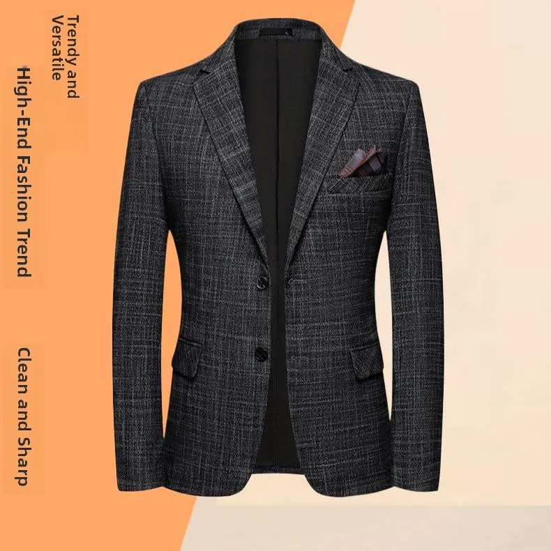 Мужской шерстяной пиджак в повседневном стиле, новинка, весна-осень-зима, свободный крой, из полиэфирного волокна, однобортный, на двух пуговицах
Мужской шерстяной пиджак в повседневном стиле, новинка, весна-осень-зима, свободный крой, из полиэфирного волокна, однобортный, на двух пуговицах
