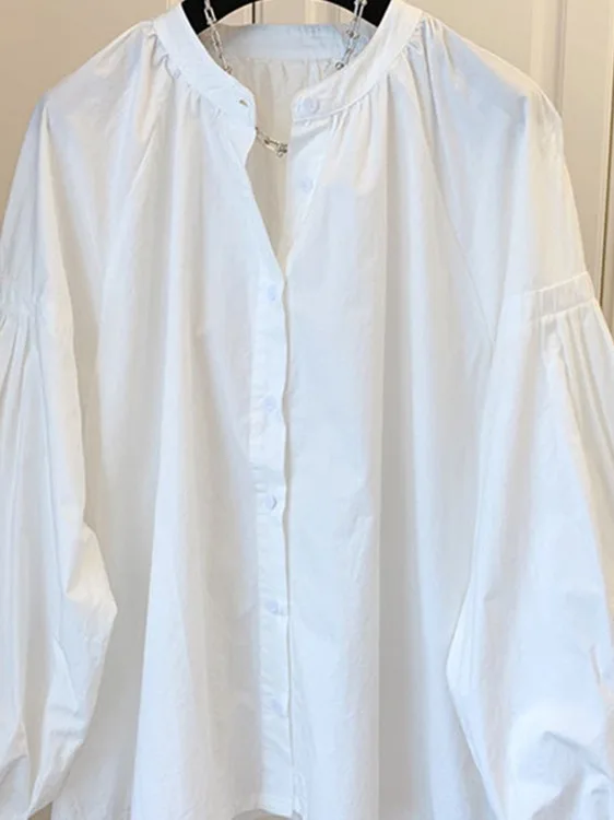 White Loose Bubble Sleeve Shirt Women's Spring New Style Pleated Fashionable Korean Version Long Sleeve Stand Collar Shirt
White Loose Bubble Sleeve Shirt Women's Spring New Style Pleated Fashionable Korean Version Long Sleeve Stand Collar Shirt