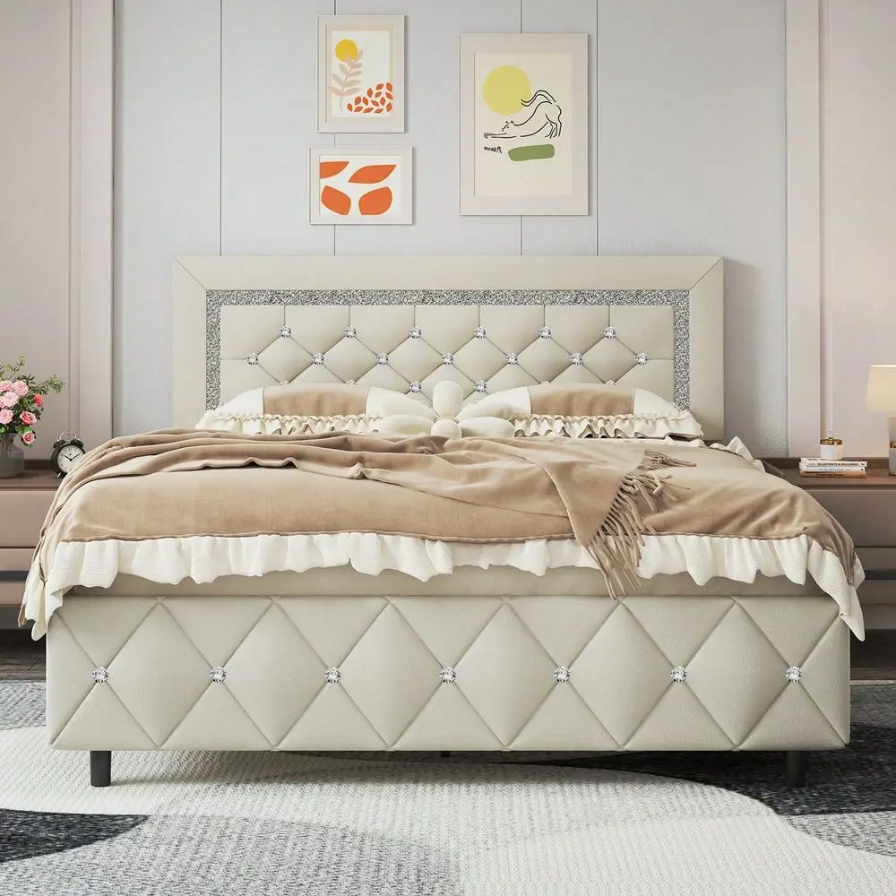 Full Queen King Size Bed Frame, Upholstered Bed Frame With Diamond Headboard And Footboard, No Box Spring Needed, Easy Assembly,
Full Queen King Size Bed Frame, Upholstered Bed Frame With Diamond Headboard And Footboard, No Box Spring Needed, Easy Assembly,