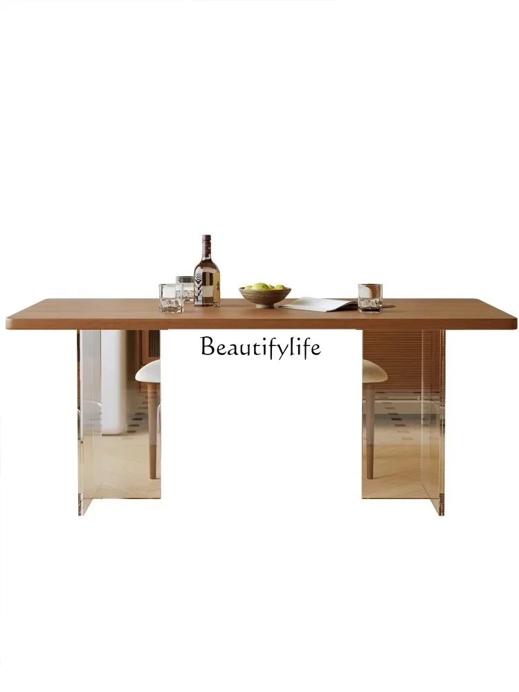 Retro wind suspension acrylic solid wood dining table and chair combination Japanese simple rectangle
Retro wind suspension acrylic solid wood dining table and chair combination Japanese simple rectangle
