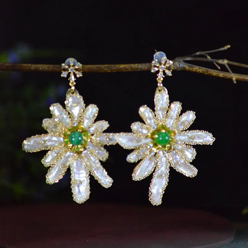 Pearl Large Earrings, Earrings, Studs, Women's Natural Freshwater Long Pearls, Hand-spliced Snowflakes
Pearl Large Earrings, Earrings, Studs, Women's Natural Freshwater Long Pearls, Hand-spliced Snowflakes