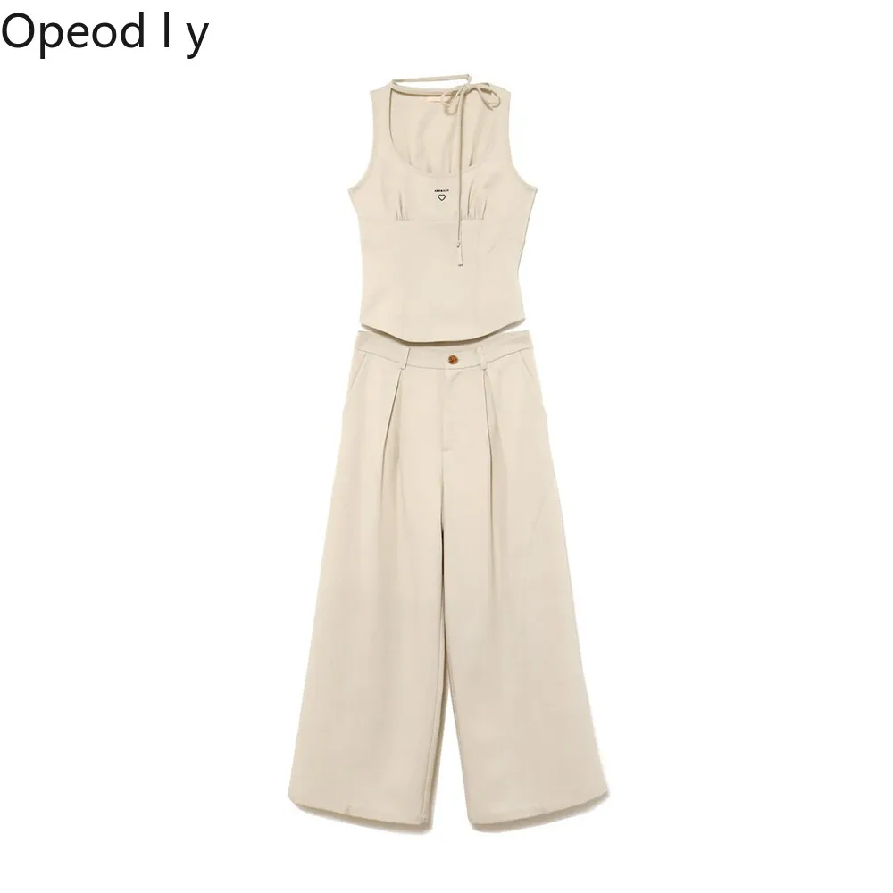 Japanese Sweet Love Letter Embroidered Casual Straight-leg Pants Vest Two-piece Women's Suit Summer Fashion Women Trousers Suit
Japanese Sweet Love Letter Embroidered Casual Straight-leg Pants Vest Two-piece Women's Suit Summer Fashion Women Trousers Suit