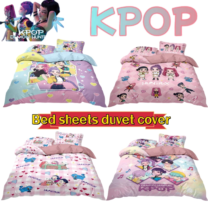 KPop Охотники на демонов Руми Зои, милая простыня с героями мультфильмов и пододеяльник, высококачественный комплект из 4 предметов для девочек, приятный для кожи и дышащий
KPop Охотники на демонов Руми Зои, милая простыня с героями мультфильмов и пододеяльник, высококачественный комплект из 4 предметов для девочек, приятный для кожи и дышащий