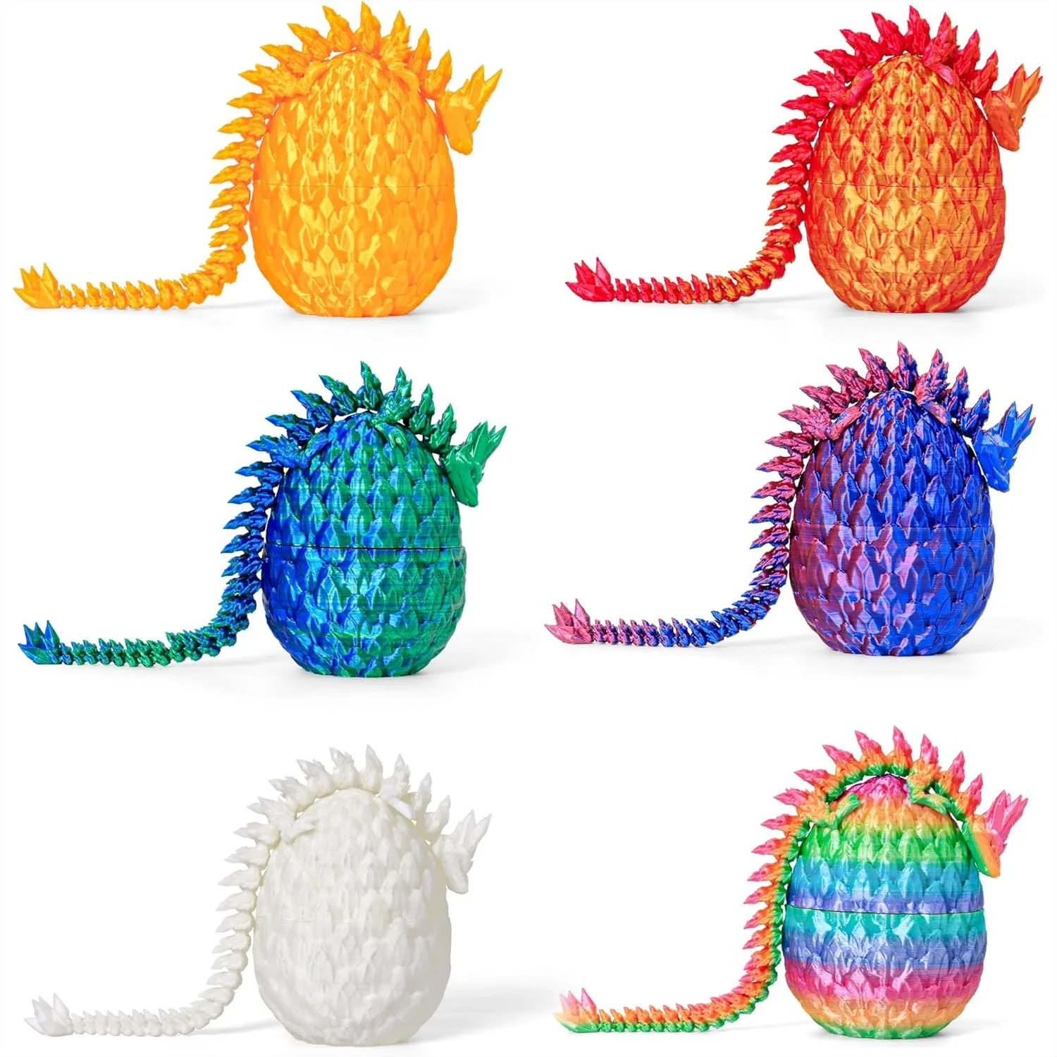 3D Printed Dragon Egg Toy (6 Pack) with Articulated Crystal Dragon Inside - Surprise Mystery Easter Basket Stuffers for Kids
3D Printed Dragon Egg Toy (6 Pack) with Articulated Crystal Dragon Inside - Surprise Mystery Easter Basket Stuffers for Kids