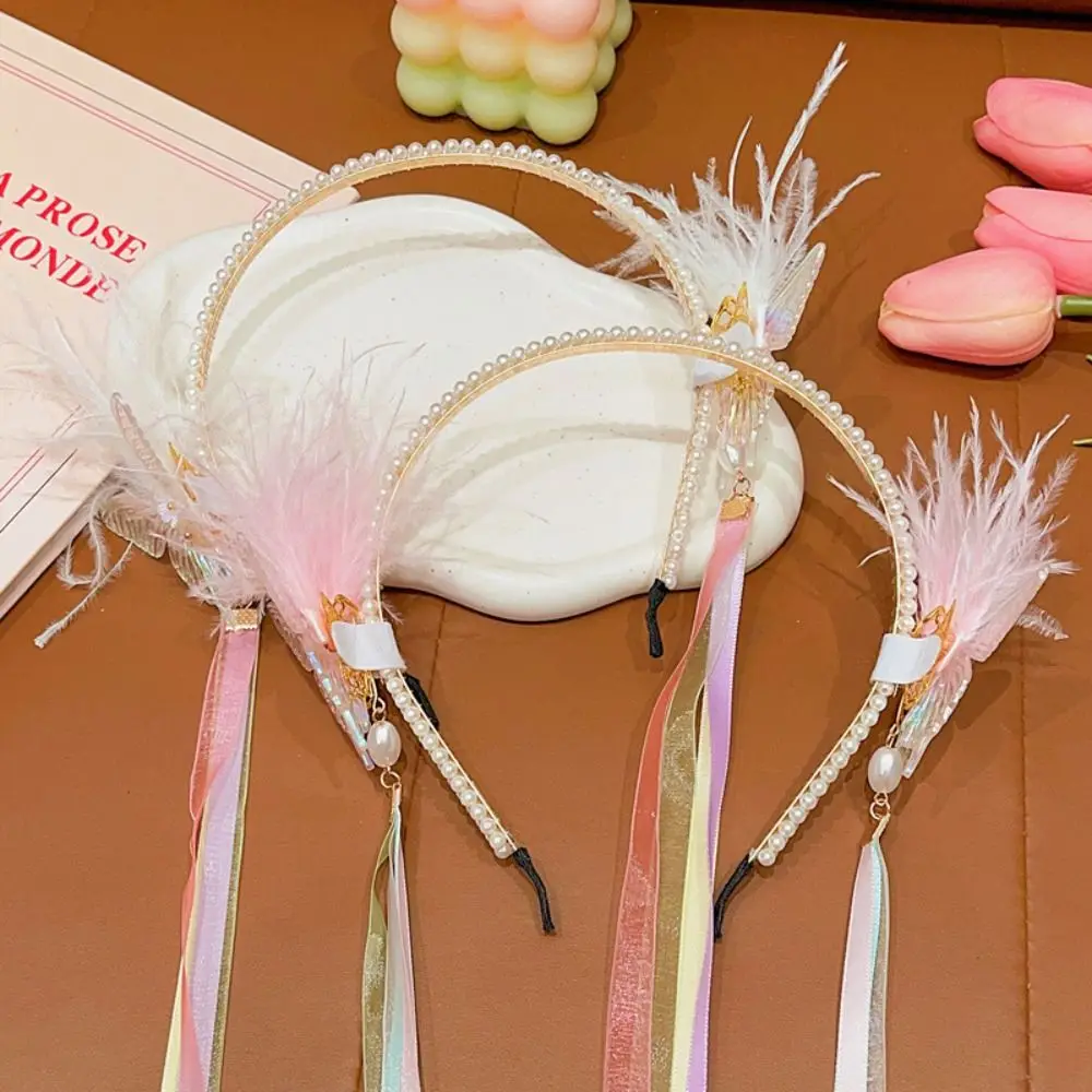 Butterfly Pearl Hair Hoop Ribbon Headdress Ancient Style Hair Band Hair Ornaments Ancient Headwear Feather Headband Children
Butterfly Pearl Hair Hoop Ribbon Headdress Ancient Style Hair Band Hair Ornaments Ancient Headwear Feather Headband Children