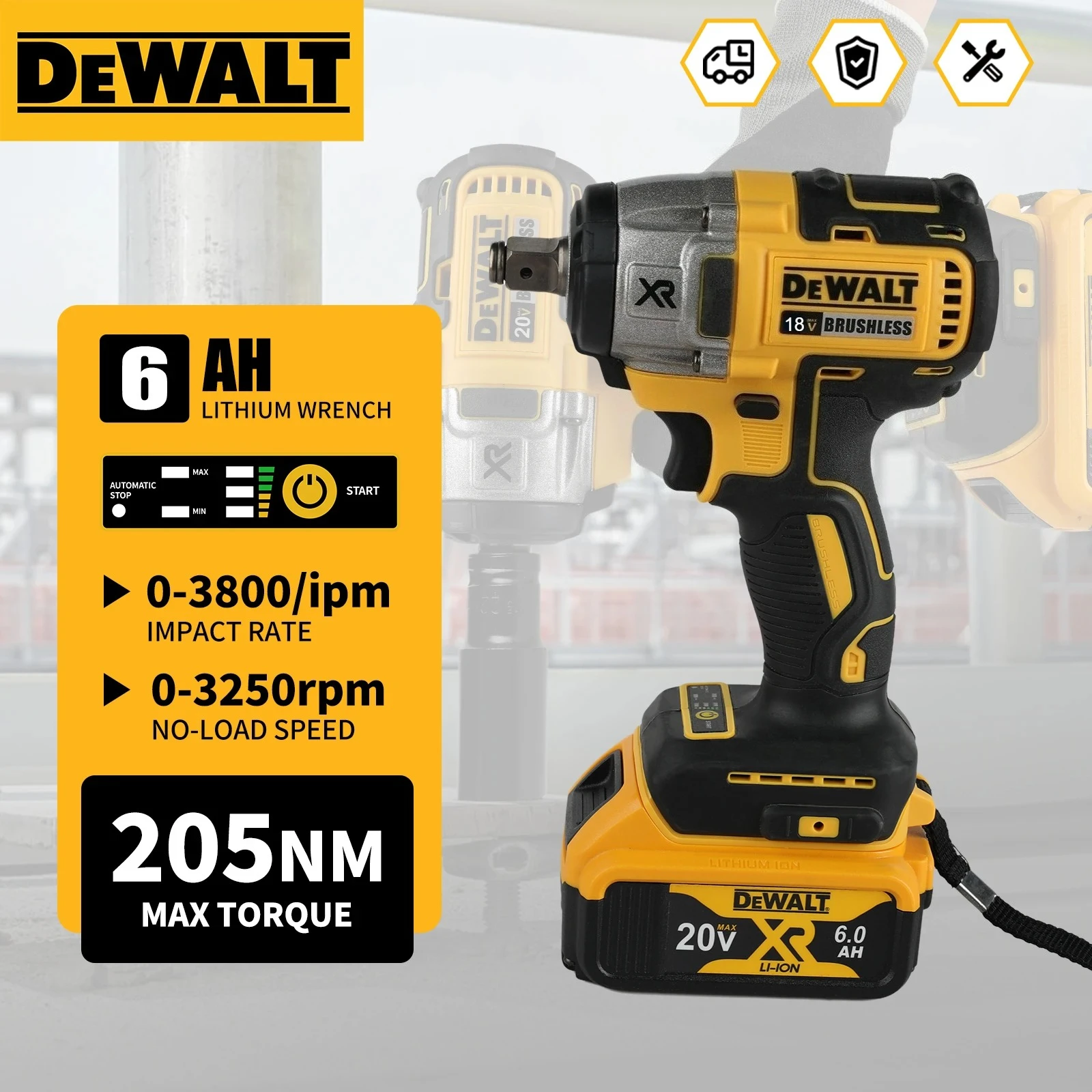 Аккумуляторный бесщеточный ударный гайковерт Dewalt 20V DCF880, 205 Н·м, высокоскоростной, мощный инструмент для демонтажа шин
Аккумуляторный бесщеточный ударный гайковерт Dewalt 20V DCF880, 205 Н·м, высокоскоростной, мощный инструмент для демонтажа шин
