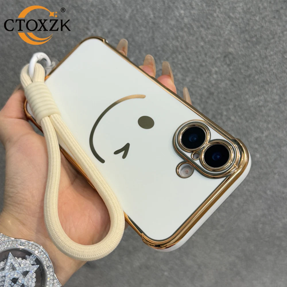 Plating Wristband Lanyard With Smile Face Case For iPhone 16 15 14 13 12 11 Pro Max 16 15 Plus Anti-drop Shockproof Bumper Cover
Plating Wristband Lanyard With Smile Face Case For iPhone 16 15 14 13 12 11 Pro Max 16 15 Plus Anti-drop Shockproof Bumper Cover