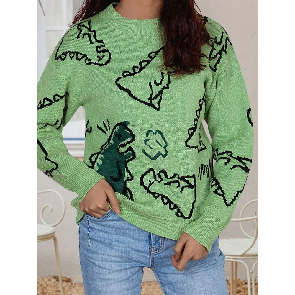 Faion Crochet Sweater Cartoon Dinosaur Design round Ne Knitted Long Sve Women's Slim Fit Sle Commute Wind Autumn Wear
Faion Crochet Sweater Cartoon Dinosaur Design round Ne Knitted Long Sve Women's Slim Fit Sle Commute Wind Autumn Wear