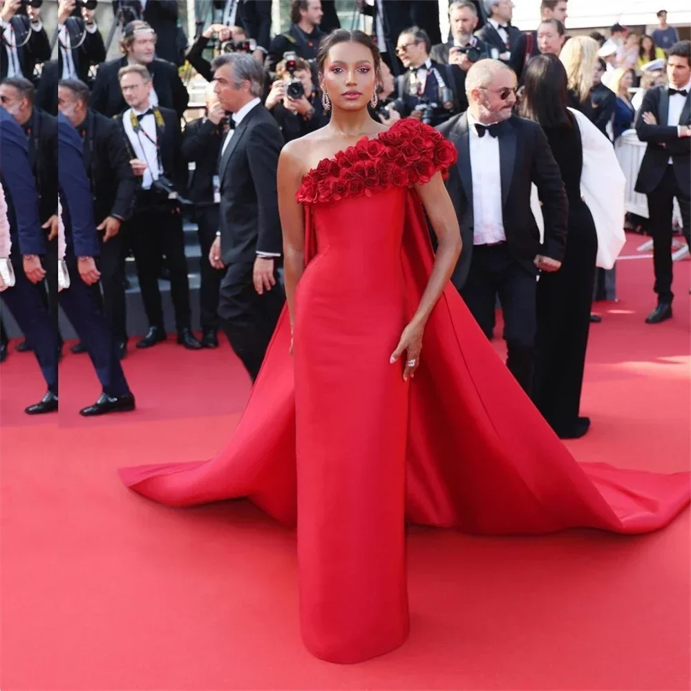 Customized Evening Gown Prom Dress One-shoulder Column Floor Length Hugging Vertically Applique 3D Rose Flower Bespoke Occasion
Customized Evening Gown Prom Dress One-shoulder Column Floor Length Hugging Vertically Applique 3D Rose Flower Bespoke Occasion