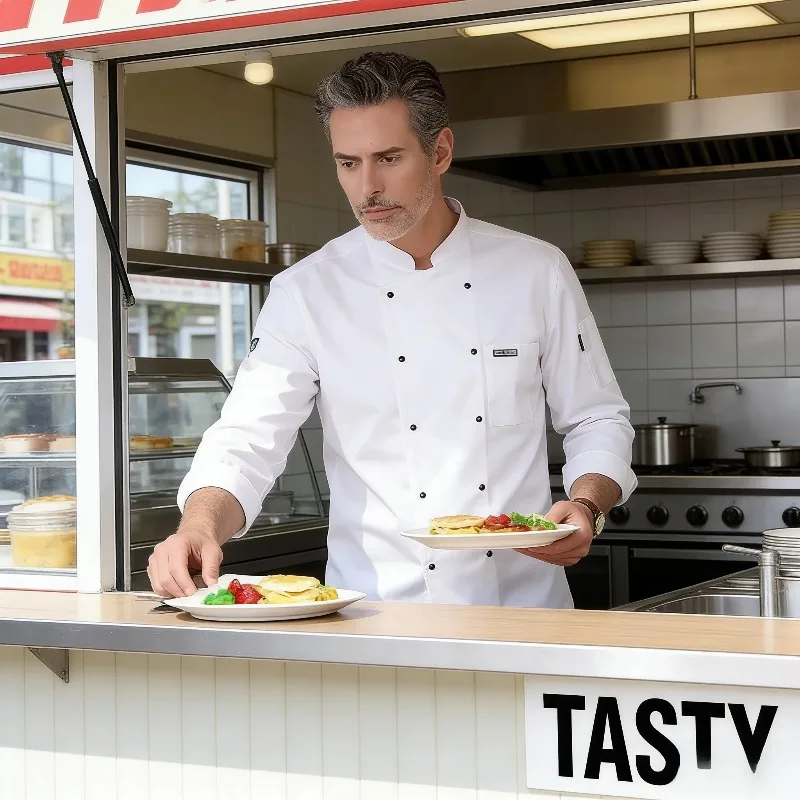Kitchen Staff Chef Shirt Adjustable Sleeve Length from Short to Long for Bakery Pizza Shop Fast Food with Company Decal
Kitchen Staff Chef Shirt Adjustable Sleeve Length from Short to Long for Bakery Pizza Shop Fast Food with Company Decal