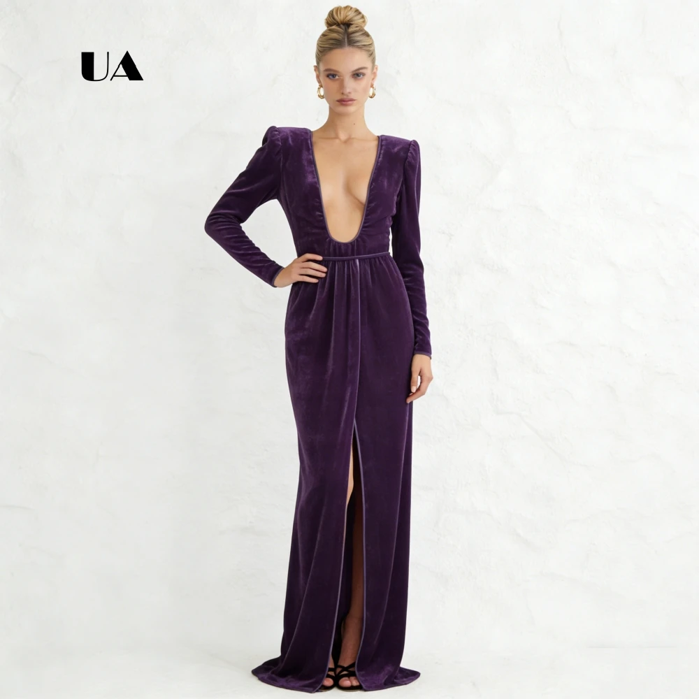 ULBYANRY Satin Plunging Scoop Neck Prom Dress Solid Long Sleeve Slit Evening Dress for Woman Simple Draped Customized Party Gown
ULBYANRY Satin Plunging Scoop Neck Prom Dress Solid Long Sleeve Slit Evening Dress for Woman Simple Draped Customized Party Gown