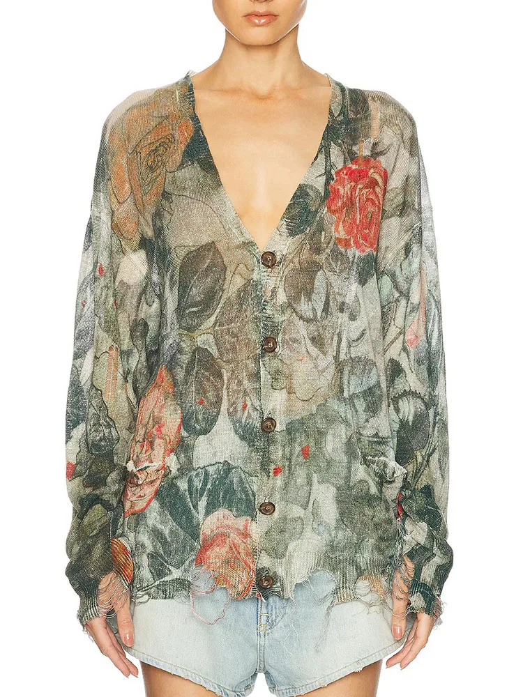 Woman clothing y2k spring and summer print hook broken linen knit cardigan rose print Women top 2025 loose new Women's sweater
Woman clothing y2k spring and summer print hook broken linen knit cardigan rose print Women top 2025 loose new Women's sweater