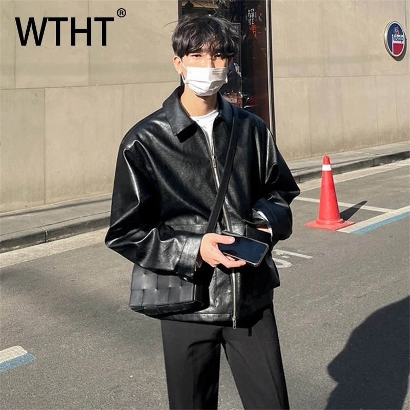 WTHT Fashion Men's Solid Color Spliced Pockste Leather Coats Trendy Zipper Turn Down Collar Long Sleeves Jackets Male 2A0721
WTHT Fashion Men's Solid Color Spliced Pockste Leather Coats Trendy Zipper Turn Down Collar Long Sleeves Jackets Male 2A0721