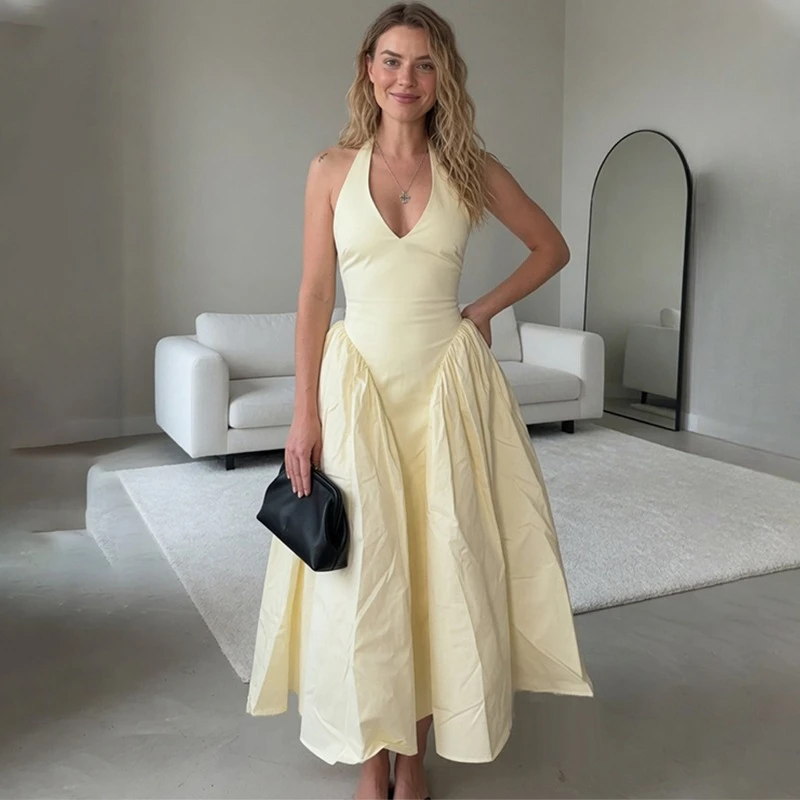 TARUXY Sexy Neck-Mounted Backless Dress Women's Elegant Solid Slim Sleeveless Long Evening Gown Female Summer New Banquets Dress
TARUXY Sexy Neck-Mounted Backless Dress Women's Elegant Solid Slim Sleeveless Long Evening Gown Female Summer New Banquets Dress