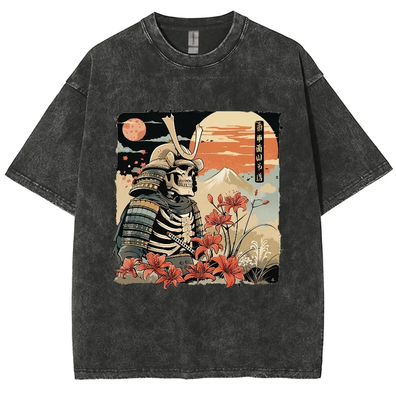Skeleton Ukiyoe Samurai Shirt, Hiphop Y2K Washed T-shirt, Oversized Streetwear Vintage Washed Surf T Shirts For Men Women's Top
Skeleton Ukiyoe Samurai Shirt, Hiphop Y2K Washed T-shirt, Oversized Streetwear Vintage Washed Surf T Shirts For Men Women's Top