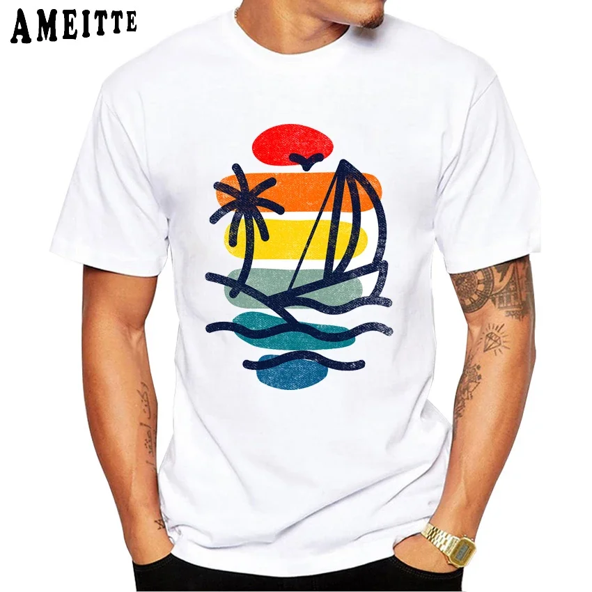 New Fashion Men Short Sleeve Vintage Summer Sunset Boat Art Print T-Shirt Hip Hop Boy White Casual Tees Hipster Cool Man Tops
New Fashion Men Short Sleeve Vintage Summer Sunset Boat Art Print T-Shirt Hip Hop Boy White Casual Tees Hipster Cool Man Tops