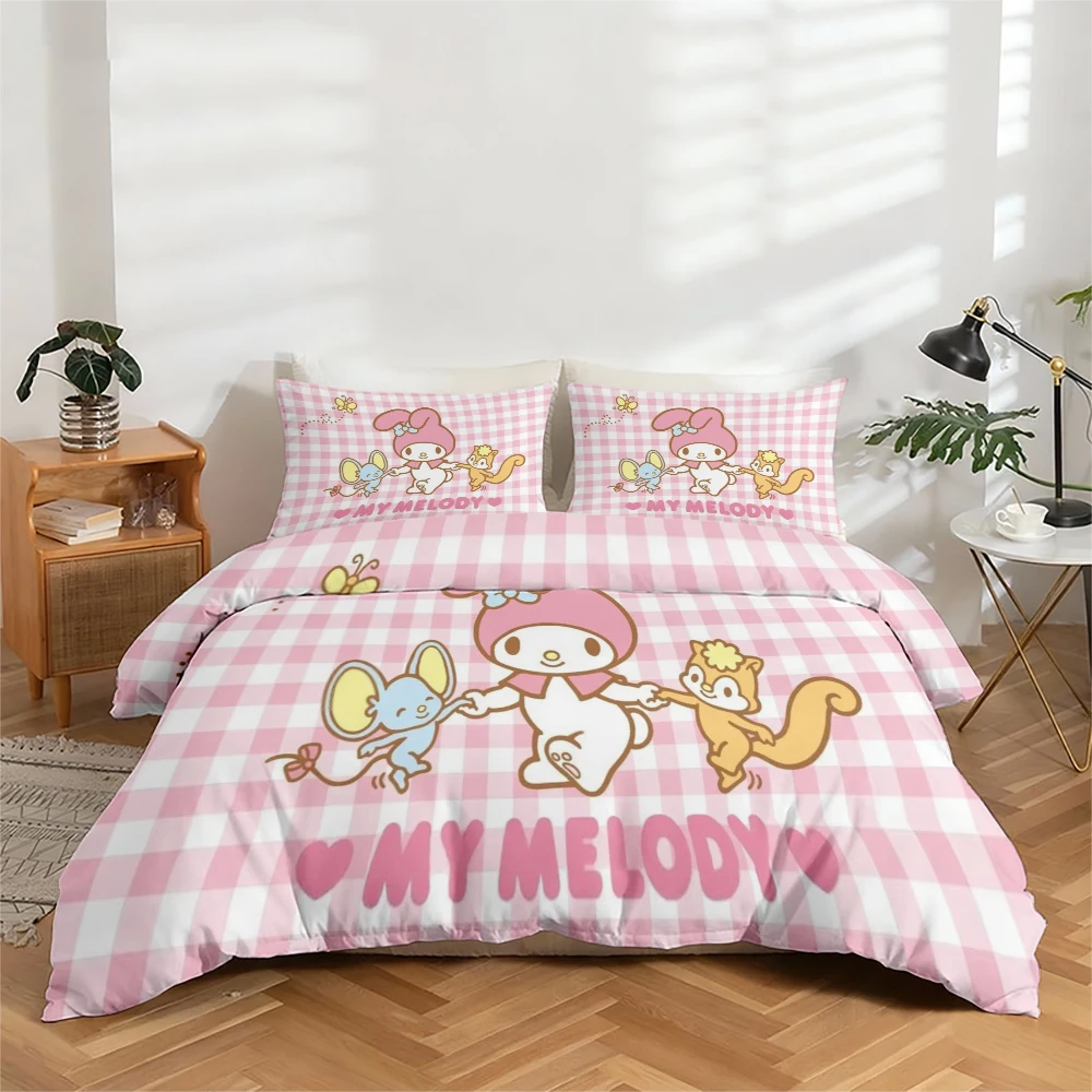 3-Piece High-Definition Digital Print Bedding Set, Large Floral Pattern Duvet Cover Set with My Melody Cartoon Design, Includes 1 Duvet Cover + 2 Pillowcases, Suitable for Bedroom, Guest Room, Home Decoration, Polyester Fiber Duvet Cover + Pillowcase, Ult
3-Piece High-Definition Digital Print Bedding Set, Large Floral Pattern Duvet Cover Set with My Melody Cartoon Design, Includes 1 Duvet Cover + 2 Pillowcases, Suitable for Bedroom, Guest Room, Home Decoration, Polyester Fiber Duvet Cover + Pillowcase, Ult