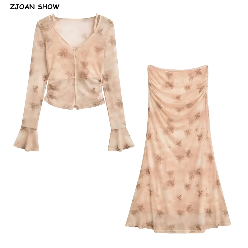 Sexy Butterfly Flower Print V neck Puff Sleeve Crop Top Women Elastic Waist Package Hips A line Mini Skirt Suits 2 pieces 1 Set
Sexy Butterfly Flower Print V neck Puff Sleeve Crop Top Women Elastic Waist Package Hips A line Mini Skirt Suits 2 pieces 1 Set