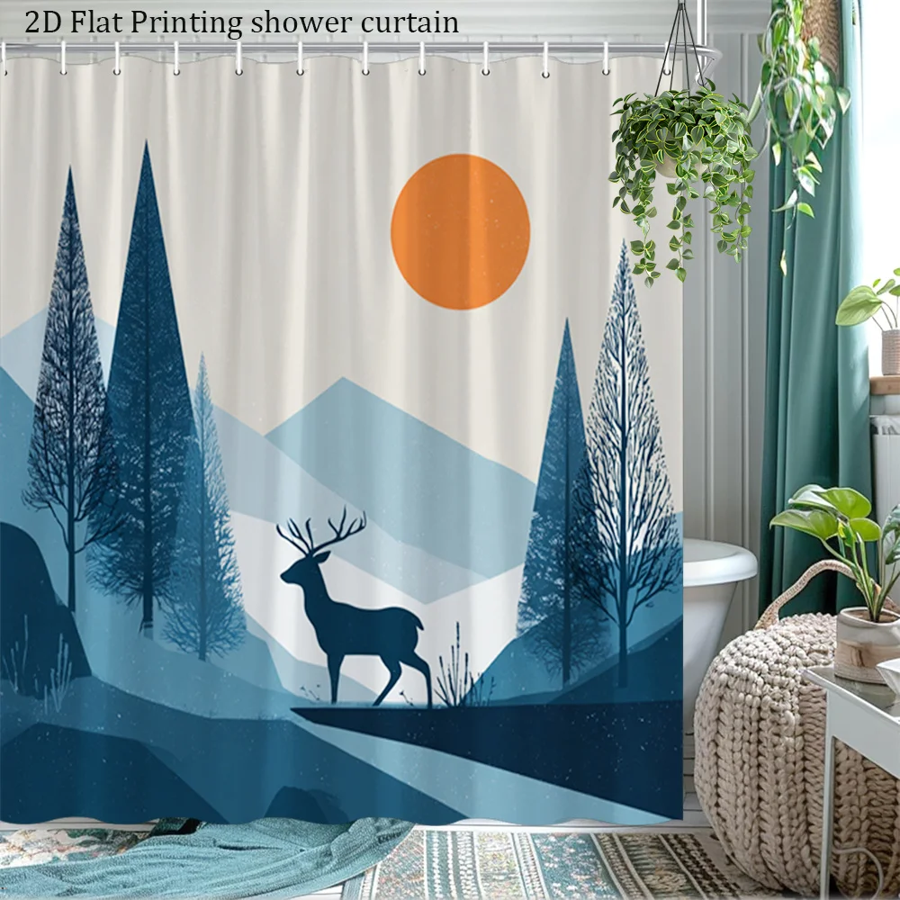 Scenic Forest Landscape Deer Silhouette Blue Mountains Shower Curtain Liner Bathroom Boho Nature Decor Waterproof Curtain
Scenic Forest Landscape Deer Silhouette Blue Mountains Shower Curtain Liner Bathroom Boho Nature Decor Waterproof Curtain