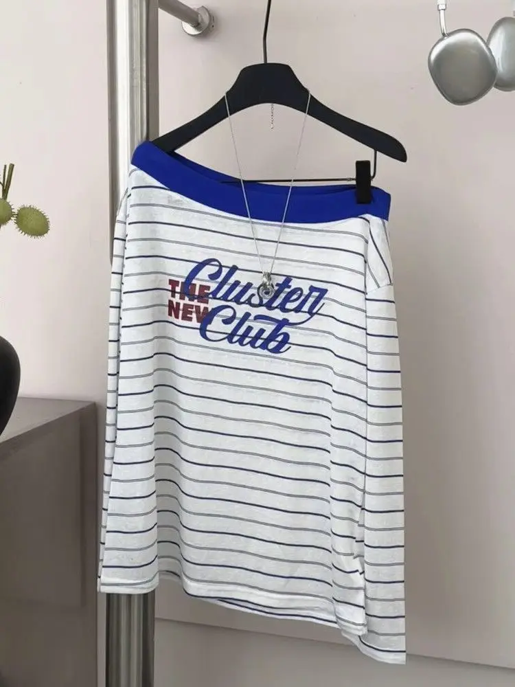 plus Size Women's Striped Long Sleeve T-Shirt Summer Slimming One-Shoulder Outerwear Korean Style Casual High Waist A-Line Skirt
plus Size Women's Striped Long Sleeve T-Shirt Summer Slimming One-Shoulder Outerwear Korean Style Casual High Waist A-Line Skirt