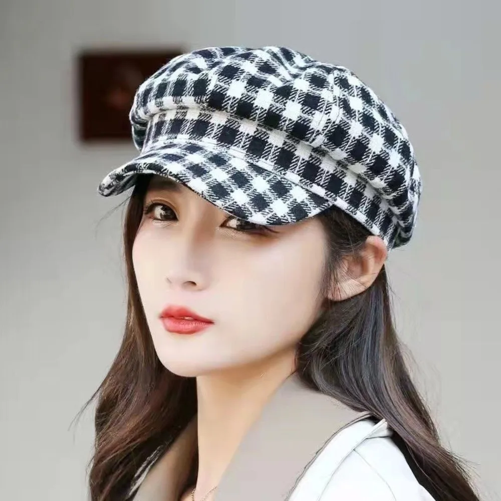 Cool Korean Style Plaid Beret Hat Small Fragrant Style Keep Warm Women Painter Hat Lattice Women Octagonal Cap All-match
Cool Korean Style Plaid Beret Hat Small Fragrant Style Keep Warm Women Painter Hat Lattice Women Octagonal Cap All-match