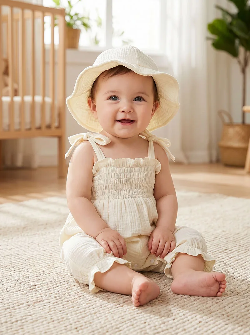 Baby Summer Rompers 3-18M Cute Solid Color Thin Infant Straps Jumpsuit +Hat Girls Clothes Ventilate Toddler One Piece
Baby Summer Rompers 3-18M Cute Solid Color Thin Infant Straps Jumpsuit +Hat Girls Clothes Ventilate Toddler One Piece