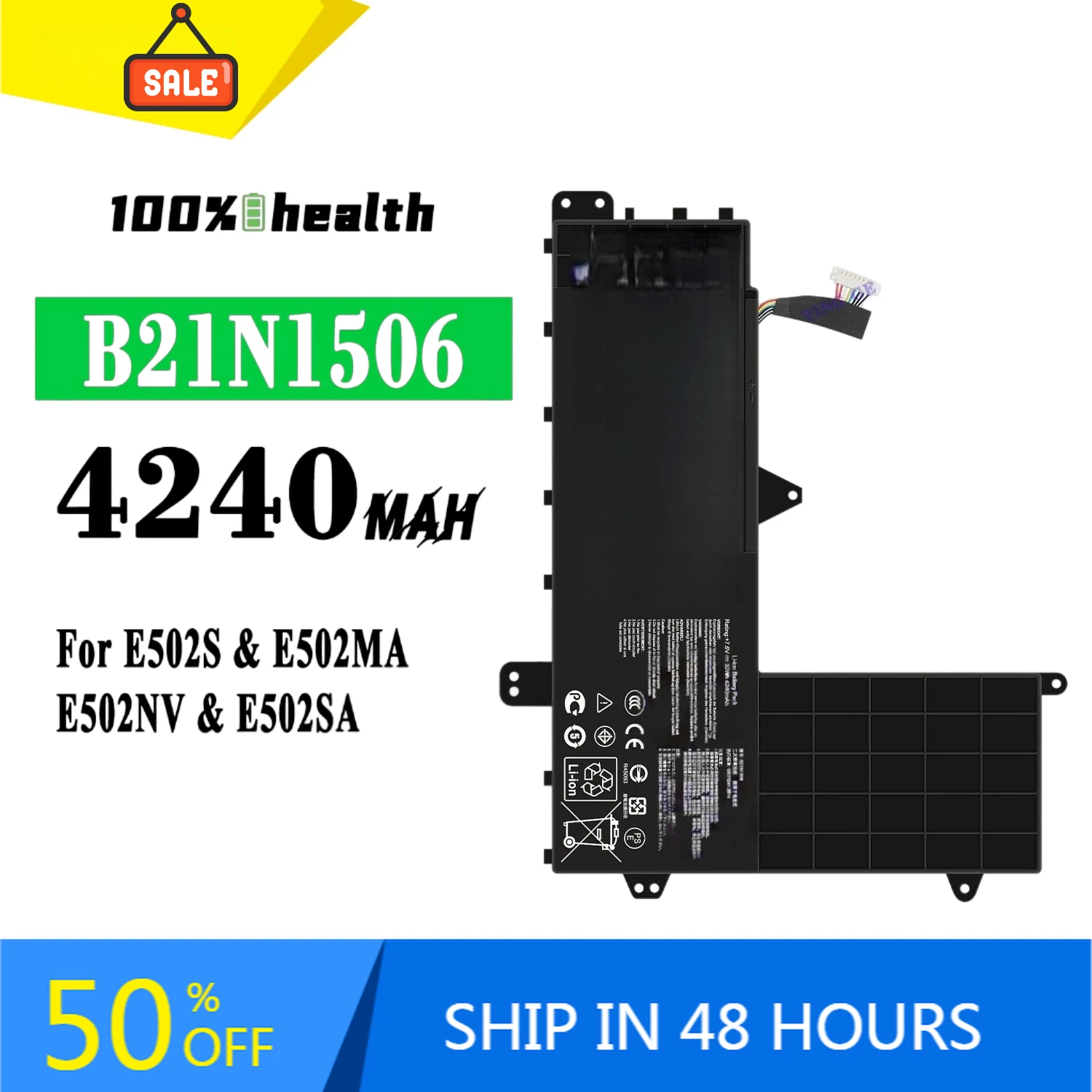 B21N1506 4240mAh Laptop Batteryfor ASUS E502S E502MA E502NV E502SA Lithium Rechargeable Battery
B21N1506 4240mAh Laptop Batteryfor ASUS E502S E502MA E502NV E502SA Lithium Rechargeable Battery