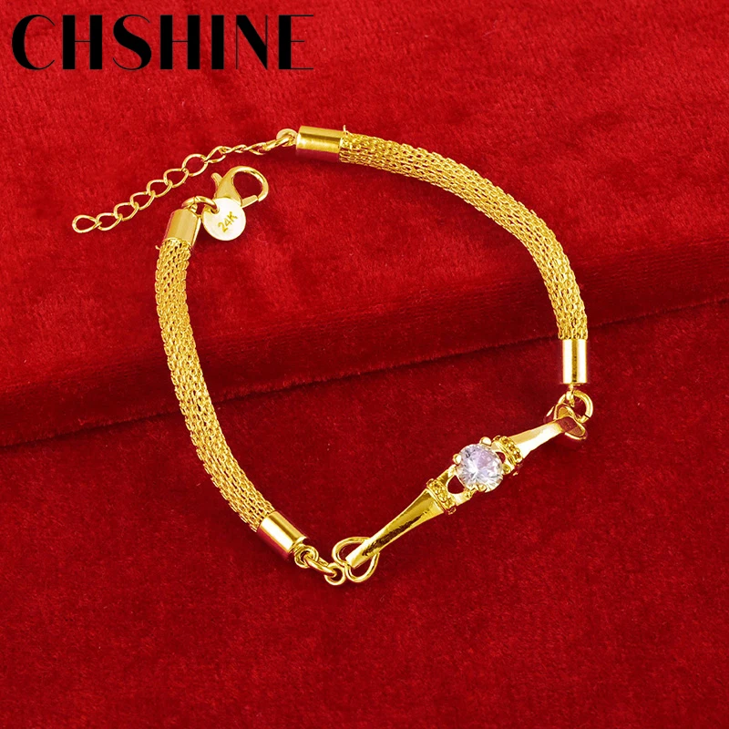 CHSHINE 925 Silver Plated 18K Gold Zircon Network Chain Bracelet For Women Wedding Engagement Party Fashion Charm Jewelry
CHSHINE 925 Silver Plated 18K Gold Zircon Network Chain Bracelet For Women Wedding Engagement Party Fashion Charm Jewelry