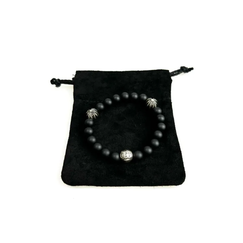 Popular Trendy Brand Hip Hop Punk Cross Flower Obsidian Three Silver Bead Style Couple Bracelet
Popular Trendy Brand Hip Hop Punk Cross Flower Obsidian Three Silver Bead Style Couple Bracelet