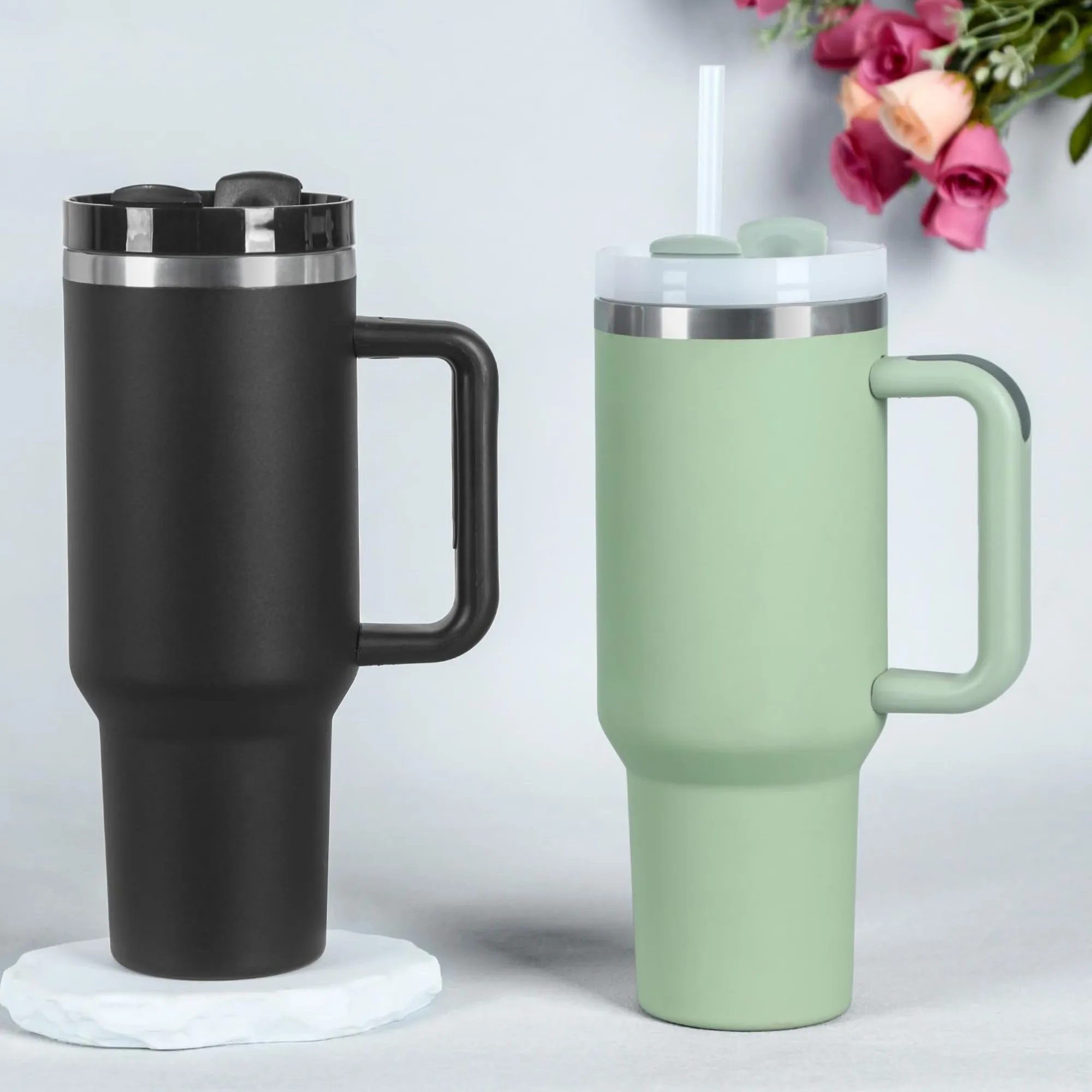 40oz Stainless Steel Tumbler with Handle, Straw Lid, Vacuum Insulated Travel Cup for Gym, Car, Outdoor, Keeps Cold, Matcha Green
40oz Stainless Steel Tumbler with Handle, Straw Lid, Vacuum Insulated Travel Cup for Gym, Car, Outdoor, Keeps Cold, Matcha Green