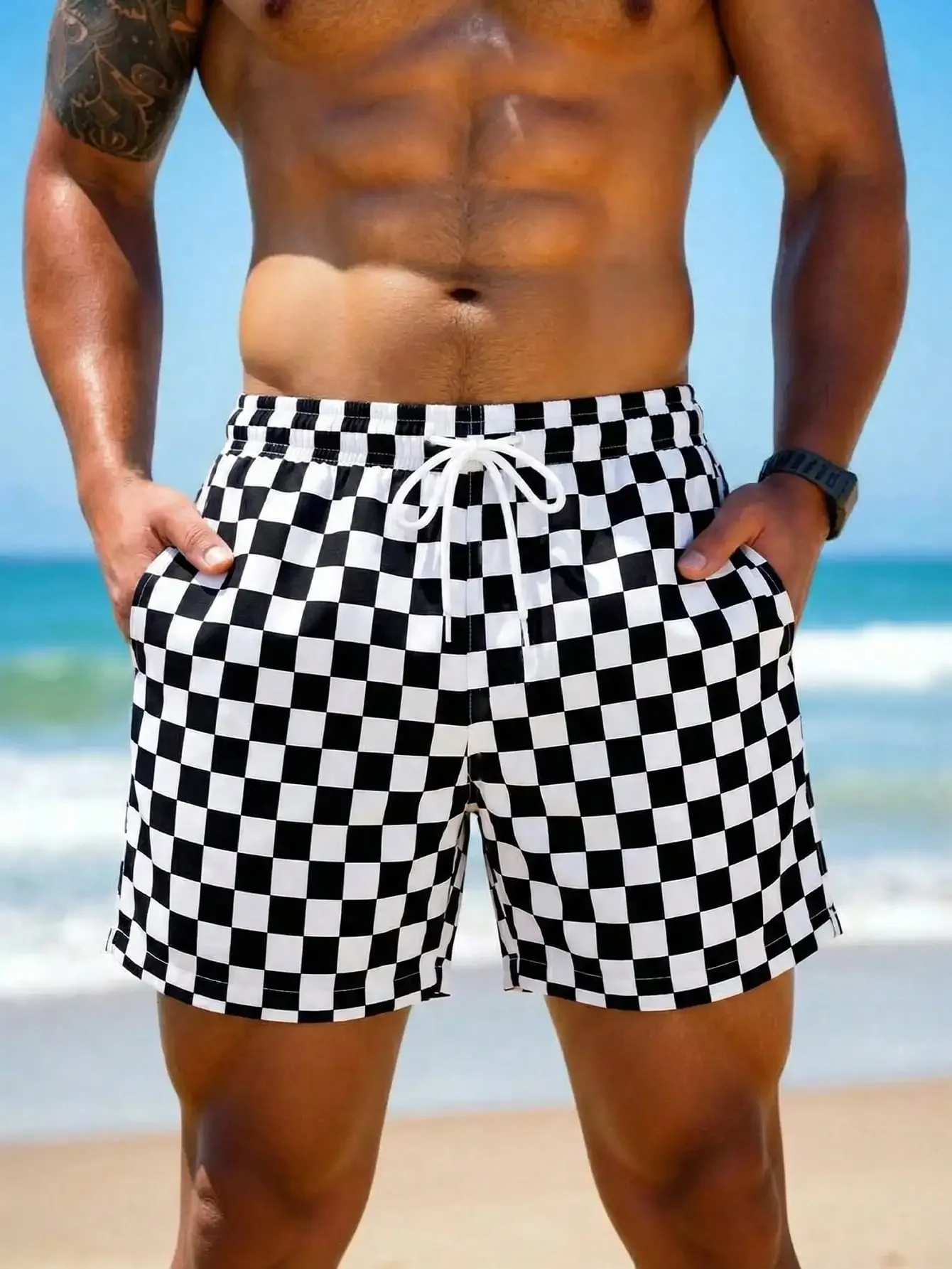 1pc Men's Checkerboard Pattern Casual Beach Shorts, Breathable Lightweight Comfortable, Suitable For Summer Vacation
1pc Men's Checkerboard Pattern Casual Beach Shorts, Breathable Lightweight Comfortable, Suitable For Summer Vacation